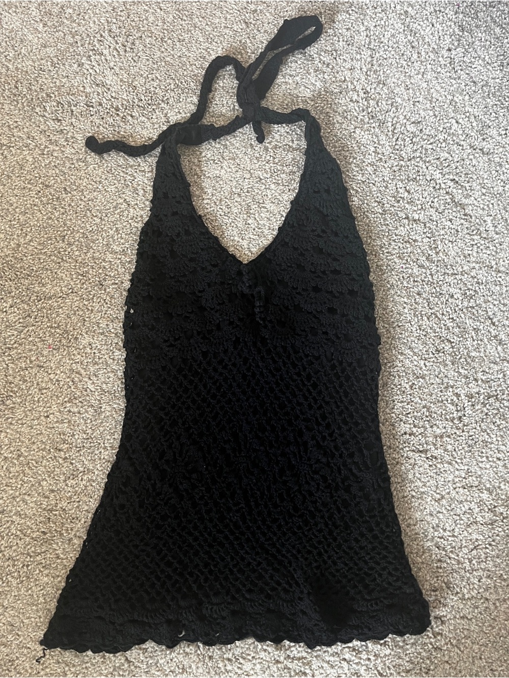 Black Crochet Halter Tank Top